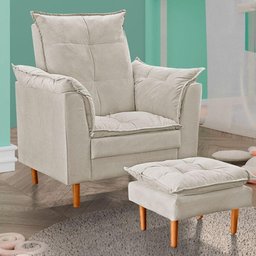 Poltrona Decorativa Sala de Estar Quarto Leitura Ibiza Suede Cor:bege - 2
