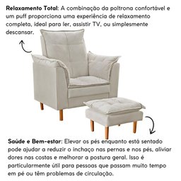 Poltrona Decorativa Sala de Estar Quarto Leitura Ibiza Suede Cor:bege - 4