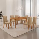 Ver imagem 2 de Mesa de Jantar Liz Yasmin 180 cm Tampo MDF Canto Copo Laminado com 6 Cadeiras Moderna Mobília