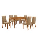 Ver imagem 1 de Mesa de Jantar Liz Yasmin 180 cm Tampo MDF Canto Copo Laminado com 6 Cadeiras Moderna Mobília
