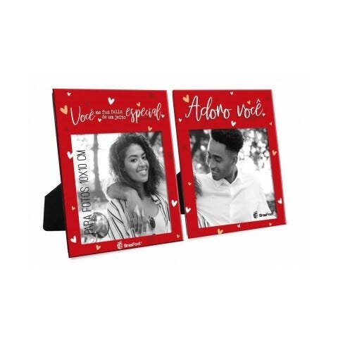 PORTA RETRATO DUPLO ADORO VOCE DIA DOS NAMORADOS