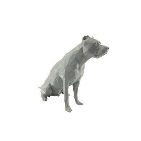 Pitbull Low Poly Geométrico Decoração 3d 14cm:cinza