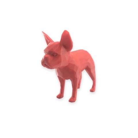 Buldog Orelha em Pé Geométrico Decoração 3d Low Poly:vermelho