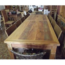 Mesa de Madeira Maciça em Peroba Rosa de Demolição:Comp250XAlt80XLarg100/Marrom - 4