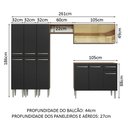 Ver imagem 4 de Armário de Cozinha Completa 261cm Rustic/Preto Emilly Madesa 05