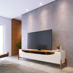 Rack Bancada para Sala Ambiente Studio 1.8 Off White Nature - Imcal - 1