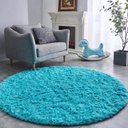 Ver imagem 1 de Tapete Sala Felpudo Peludo Turquesa Redondo 60 cm