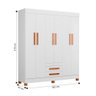 Guarda Roupa Casal 6 Portas Barcelona Branco - 3