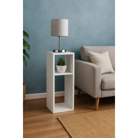 Kit 2 Mesas de Cabeceira Safira Pequena 20x20x60cm Branco Quarto Sala