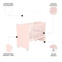 Ver imagem 3 de Berço Simples com Rodízios Doce Sonho Rosa - Qmovi