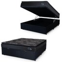 Ver imagem 1 de Cama Box Baú Casal Colchão com Molas Ensacadas City Pillow Top 138x188x64cm Preto Hellen Preto