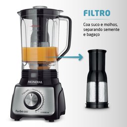 Liquidificador Mondial Turbo 1100w 127v Preto Inox L-1100bi - 8