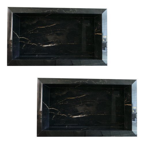 2 Nicho Borda Diamante Preto 60 X 32cm Porcelanato Banheiros - 3