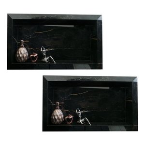 2 Nicho Borda Diamante Preto 60 X 32cm Porcelanato Banheiros