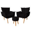 Ver imagem 1 de Kit 2 Poltronas Opala com Puff Suede Preto Ab Estofados