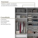 Ver imagem 7 de Closet Solteiro 100% MDF 139cm com 1 Porta Espelho 3 Gavetas Sion Branco