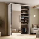 Ver imagem 5 de Closet Solteiro 100% MDF 139cm com 1 Porta Espelho 3 Gavetas Sion Branco