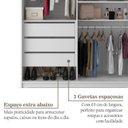 Ver mais imagens de Closet Solteiro 100% Mdf 139cm com 1 Porta Espelho 3 Gavetas Sion