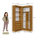 Ver imagem 3 de Guarda-Roupa Closet Modulado Casal sem Portas Canto em L com 4 Gavetas e 3 Cabideiros Versatille