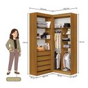 Ver imagem 7 de Guarda-Roupa Closet Modulado Casal sem Portas Canto em L com 4 Gavetas e 3 Cabideiros Versatille