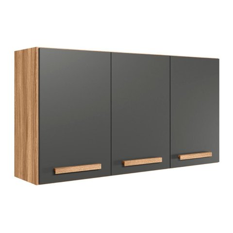 Armario Aereo de Cozinha Intenza 120 Cm com 3 Portas Freijo/chumbo