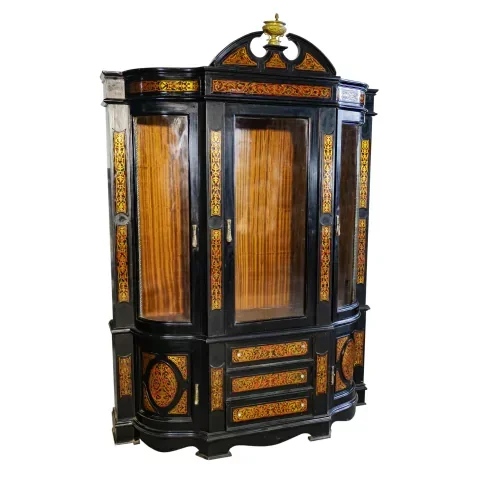 Cristaleira Vitrine Palaciana Alto Padrão Madeira Preta - 1