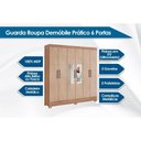 Ver imagem 2 de Guarda Roupa 6 Portas e 3 Gavetas c/ Espelho Prático Amêndola - Demóbile