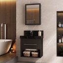 Ver imagem 1 de Conjunto para Banheiro com Espelheira e Cuba de Porcelanato 60cm Fox Yescasa Preto