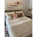 Ver imagem 1 de KIT XALE PASSADEIRA PESEIRA DE TRICÔ CAMA DE CASAL KING SIZE 260X60 cm + 2 CAPAS DE TRICOT COR AREIA