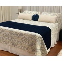 PESEIRA DE TRICOT TRANÇA XALE PARA SALA CAMA CASAL KING SIZE 260 X 60 CM NA COR AZUL MARINHO - 2