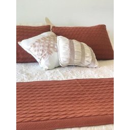 KIT PESEIRA DE TRICÔ LUXO CAMA DE CASAL QUEEN 230X60 cm + 2 CAPAS DE TRICOT COR TERRACOTA - 5