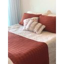 Ver imagem 1 de KIT MANTA PESEIRA DE TRICOT LÃ CAMA DE CASAL KING SIZE 260X60 cm + 2 CAPAS DE TRICO NA COR TERRACOTA