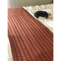 KIT MANTA PESEIRA DE TRICOT LÃ CAMA DE CASAL KING SIZE 260X60 cm + 2 CAPAS DE TRICO NA COR TERRACOTA - 3