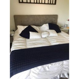 KIT MANTA PESEIRA DE TRICOT LÃ CAMA DE CASAL KING SIZE 260X60 cm + 2 CAPAS DE TRICO NA COR MARINHO - 3