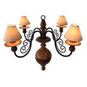 Ver imagem 1 de Pendente Ferro Madeira Branco Torneado Rustico Com Cúpulas Cozinha - Verniz