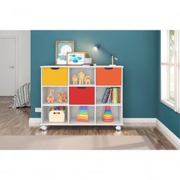 Estante Nicho com Rodízios Branco com 3 Gavetas Coloridas - 2