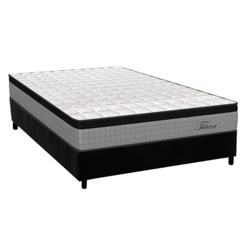 Cama Box Casal: Colchão Molas Ensacadas Orthoflex MasterPocket Titan + Base CRC Suede Black(