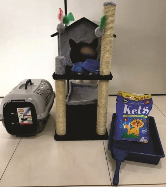 Arranhador Kit Para Gato Casa Com Rede Cinza - 6