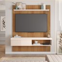 Ver imagem 1 de Painel Tv 55 Pol 150cm Bancada Suspensa Ripado Luana Freijó/off White C01 - D’Rossi
