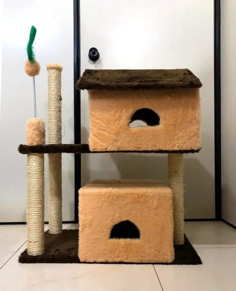 Arranhador Para Dois Gatos Com 2 Casas Bege - 3
