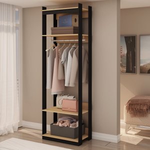 Guarda Roupas Closet Cabideiro 2 Prateleiras 3017 Linha Industrial Genialflex