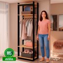 Ver imagem 5 de Estante Closet Guarda Roupa Modulo 3 Prat e Cab Freijó/Preto