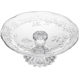Prato para Bolo com Pé New Butterfly 27cm X 12cm Cristal Ecológico - Lyor
