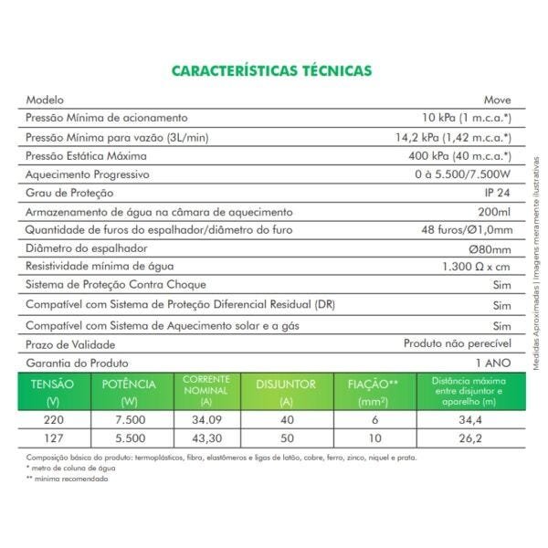 Ducha Eletronica Move 110v ou 220v Branco Zagonel - 220v - 6