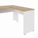Ver imagem 5 de Mesa Escrivaninha 150cm em L Tampo 30mm Pés Painel F5 Office Cor:Macadâmia com Branco
