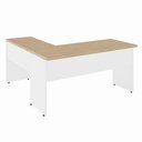 Ver imagem 4 de Mesa Escrivaninha 150cm em L Tampo 30mm Pés Painel F5 Office Cor:Macadâmia com Branco