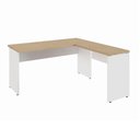 Ver imagem 2 de Mesa Escrivaninha 150cm em L Tampo 30mm Pés Painel F5 Office Cor:Macadâmia com Branco
