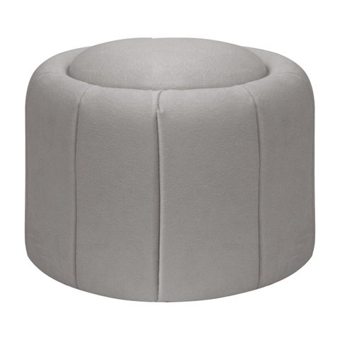 Puff Redondo Orgânico Resistente Flora 45x45 Bouclê - Sofa Store:bouclê Cinza Claro