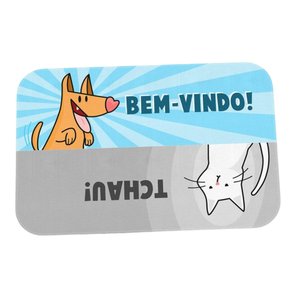 Tapete Divertido de Porta Bem Vindo Cão Tchau Gato Capacho