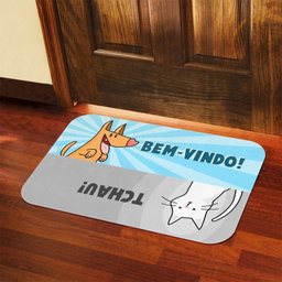 Tapete Divertido de Porta Bem Vindo Cão Tchau Gato Capacho - 2